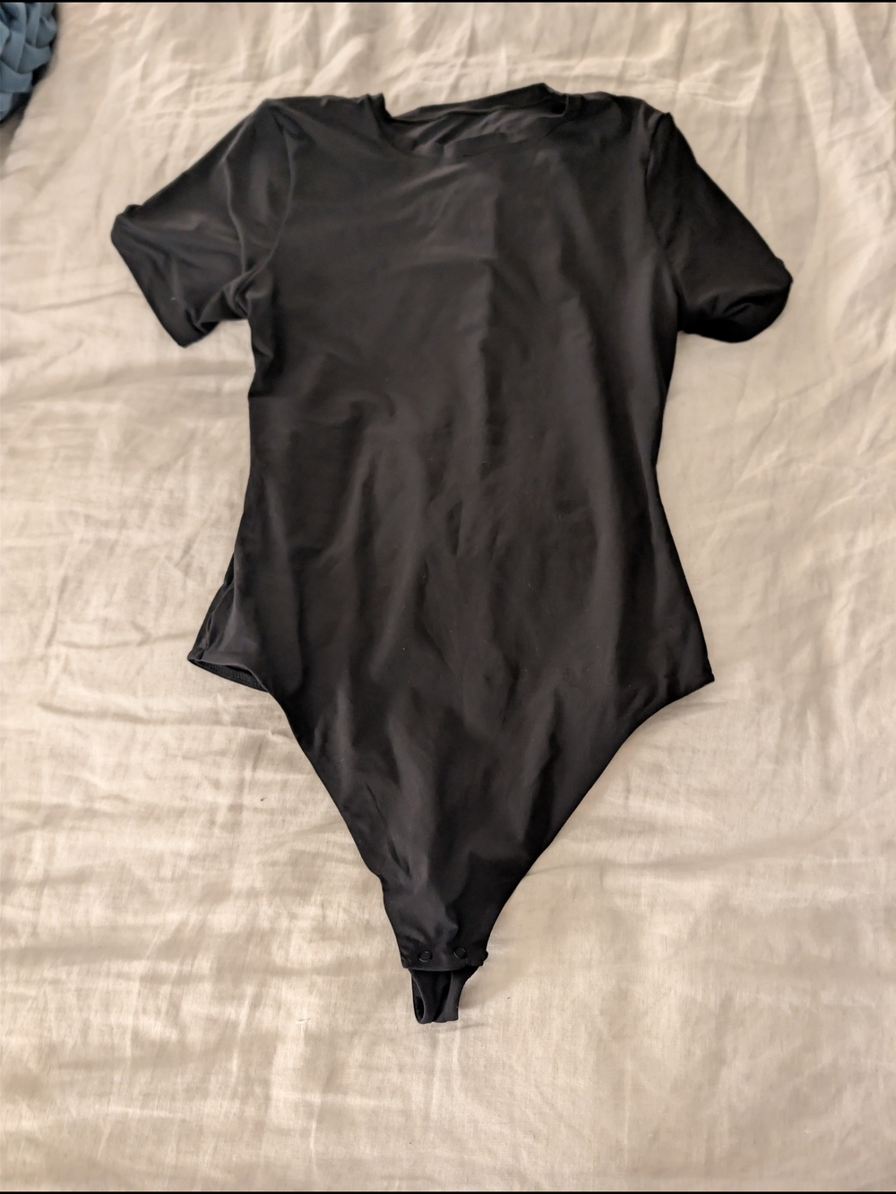 Quince Black Short-Sleeve One-Piece Bodysuit NWOT second Skin XS